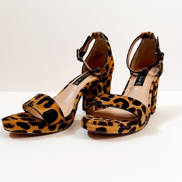 Steven by Steve Madden Calf Hair Leopard Vino Platform Heeled Sandals Womens 7 - Picture 3 of 10